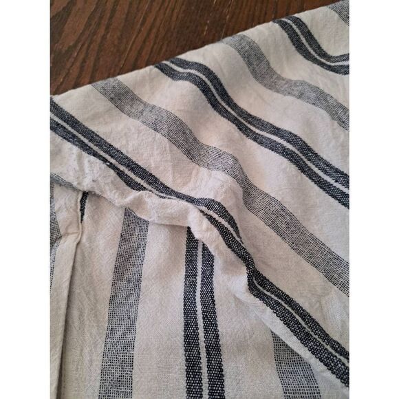 XL Old Navy Black Off White Elastic Rear Waist Linen Wide Flare Leg Capri Pants - Picture 7 of 8